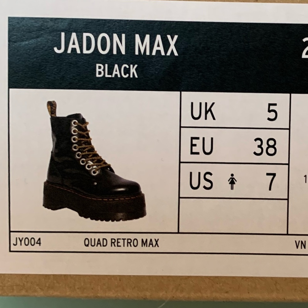 Doc Martens Jadon Max Platform Boots, Buttero black leather. 9” tall. - Picture 9 of 9